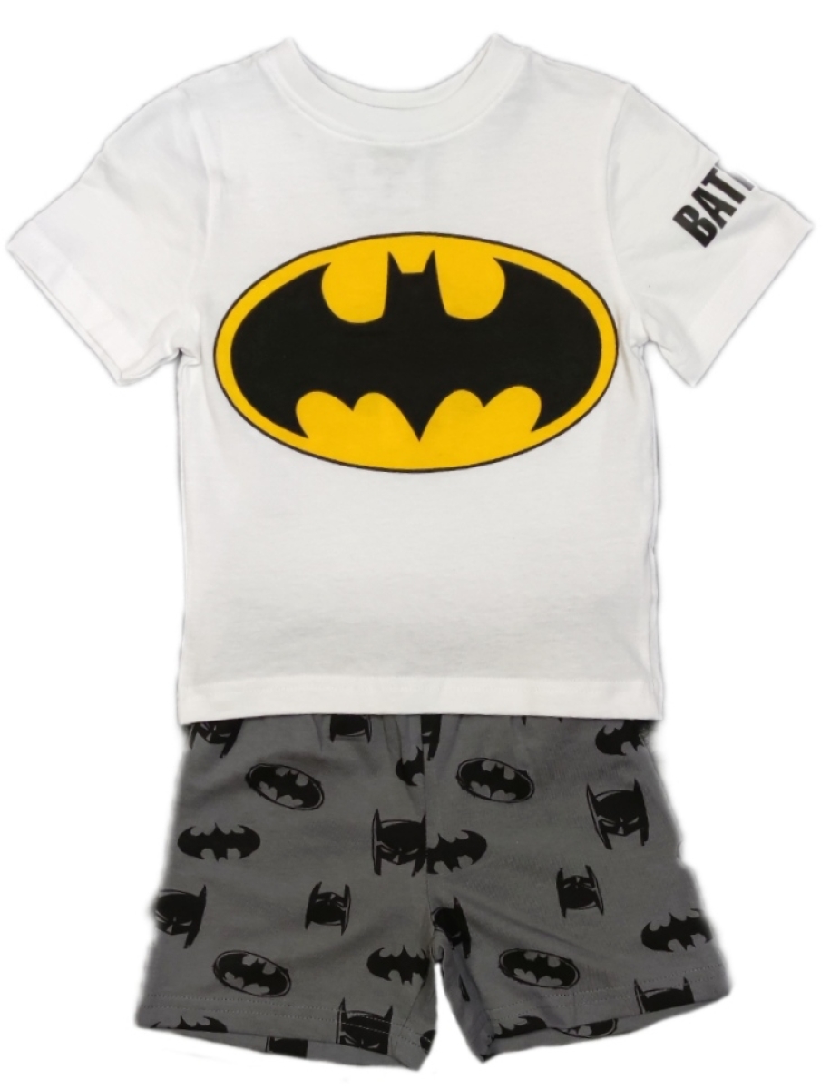 Batman Schlafanzug für Jungen kurz weiß-grau